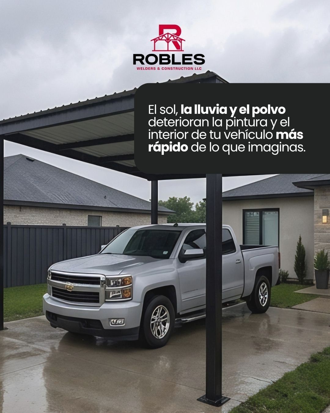 Estructura comercial de carport metálico en el Valle de Texas